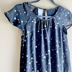 CRB Girls Flutter Sleeve Metallic Star Dress - Size 16